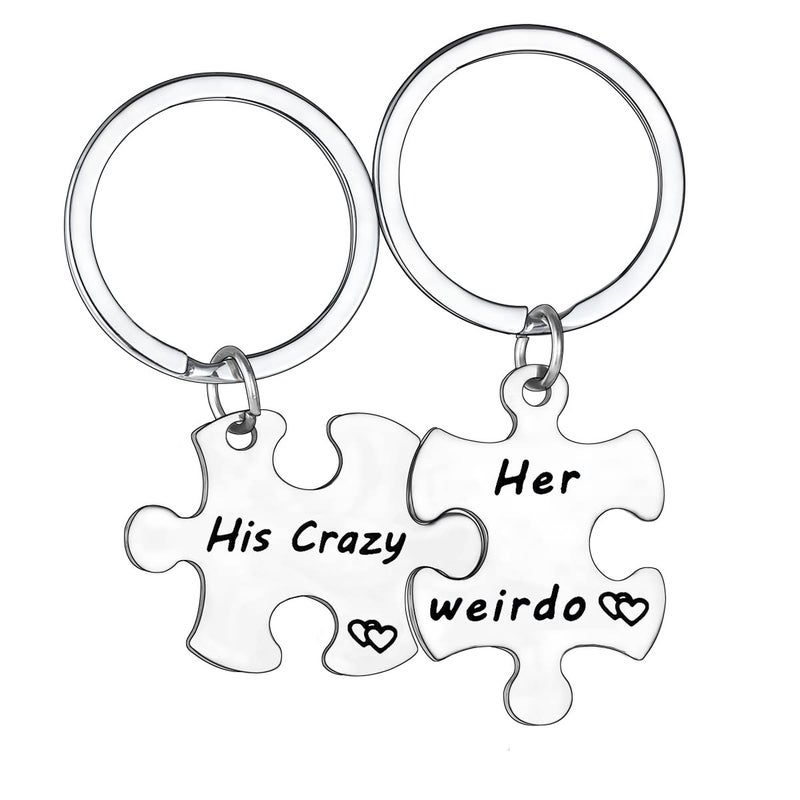 YEEQIN 2PCs His Crazy Her Weirdo Couples Keychains Set, Personalized Couples Jewelry, Gift for Boyfriend Girlfriend Lovers - Image 1